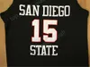 Men college 15 Kawhi Leonard San Diego State Jerseys billiga svart team färg vit basket leonard tröjor universitetskvalitet