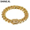 18k Real Gold Färgpläterad Miami Kubansk Armband Hip Hop Iced Out Cubic Zircon 8Inch Link Armband Män Smycken