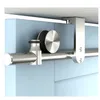 Staffa di montaggio a soffitto superiore in acciaio inossidabile spazzolato hardware per porta singola scorrevole in legno Porta BI-PARTING Kit binario per porta della stalla BYPASS