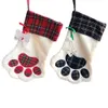 Nouveau Design pattes de chien bas de noël père noël chaussettes cadeaux sac enfants noël sac de bonbons arbre de noël ornements décor à la maison