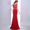 Qatar 2024 Högkvalitativ ny röda modeformella aftonklänningar Rund hals Tulle Handgjorda pärlor Prom Party Adult Dresses HY042