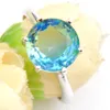 Luckyshine Moda Taglio Rotondo argento sterling 925 placcato Tourmaline blu per i monili dell'anello di cristallo delle donne zircone formato Stati Uniti 7 8 9