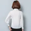 Chemise à manches longues en mousseline de soie avec nœud, vêtements de bureau, hauts d'été pour femmes, chemisiers plissés, uni, blanc, vert, Beige