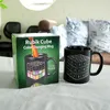 Creative Ceramic Rubik Cube Magic Morning Mok Koffie Thee Melk hete Koude Heat Sensitive Color-veranderende Mok Cup Gift Doos Verpakking