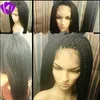 Volle Dichte, schwarz/braun/blond, mikrogeflochtene Lace-Front-Perücken, synthetische Lace-Front-Perücke, afroamerikanische Frauen, geflochtene Havanna-Twist-Spitze-Perücke