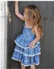 Boutique Kids Clothing Summer Baby Girls Clothes Lace Plaid Ruffle Layered Dresses Sleeveless Sundress Cute Princess Party Kids Dress 6M-5T