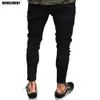 Slim Fit Ripped Jeans Mężczyźni Cześć Street Hip Hop Męskie Spodnie Denim Joggers Spodnie Otwory kolanowe Umyte Zniszczone Dżinsy