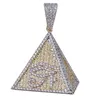 Hip Hop Landed Out Gold Color Plated Egiptian Pyramid Oko Horus Wisiorek Naszyjnik Micro Better CZ Chram Chram Jewelry