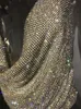 2017 Sexy Or Plaine Scintillant Paillettes Drapé Chaîne Dos Nu Club Gilet Cristal Maille Top Femmes Diamant Métal Crop Top Femmes Vêtements