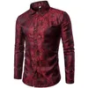 Mannen Borduurpatroon Lange Mouwen Retro Ontwerp Dunne Casual Heren Shirt Mode Kleding Prom Party Club Zelfs Shirts