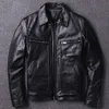 motorcycle leather jackets retro washed first layer of men Slim fit vingate leather jacket casual