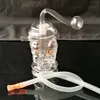 Nytt rökrör Mini Hosah Glass Bongs Färgglada metallformade fyrsidiga skelettkruka