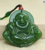 Green Jade Natural jade Buddha Lucky Amulet jade Pendant Necklace Wholesale Hand engraving statue