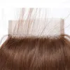 4 braunes menschliches Haar Schuss mit Spitzenverschluss Silky Straight Human Hair Webs mit Spitzenverschluss braunes Haarverlängerung 4pcslot6275289