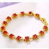 Delicate Ruby Armband Mooie Dochter Meisjes Sieraden 18 K Geel Goud Gevulde Ronde Cut Crystal Mode Armband Mooie Gift