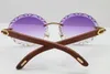 high quality Rimless Vintage sunglasses Metal Mix Wood Trimming Lens Round Sunglasses New 8200761 Designer Mens Women Luxury