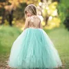 Lentejuelas doradas brillantes Vestidos para niñas de flores Joya Cuello Arco Sin mangas Vestido para niñas Vestido de fiesta de tul hinchado Vestido de cumpleaños por encargo