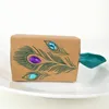 .New European Design Peacock Feather Candy Box Kraft Papier Prezent Opakowania Dla Słodyczy Herbata Dim Sum Wedding Favor Lin2188