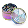 Diameter 63MM Four Layers Zinc Alloy rainbow color Ice Blue Signal Teeth Transparent Cover Colorful Hood Tobacco Crusher Herb Grin5915609