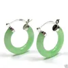 Smycken Naturlig ljusgrön Jade Klicka på Hoop EarringsFree Shipping