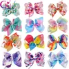 Multi Group 8 "Lub 5" Hair Bow Girl Kolorowa Geometria Print Łuk Barrettes Dziewczyna Rainbow Girl Hairbands Dziewczyny Włosy Boże Narodzenie