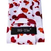 MensWhite tie with print red heart pattern mens tie Meeting Business wedding party Casual Party Necktie N-3097222y