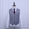 Hot Sale Light Grey Groom Tuxedos High Quality Man Blazer Two Button Side Vent Men Business Dinner Prom Party Suit(Jacket+Pants+Tie+Vest)170