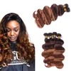 T4 30 Brown Blond Peruvian Ombre Human Hair Weave Bundles Partihandel Peruvian 2 Tone Body Wave Ombre Human Hair Extensions