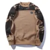 Fashion Side Ribbon Camouflage Hoodies Mens Hip Hop Long Sleeve Casual Pullover Hooded Sweatshirts Male Streetwear S-2XL