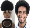 Afro Toupee Top Selling Black Hair Mongolian Virgin Human Hair Kort hår Afro Kinky Curl Toupee för svarta män Byte 5226304