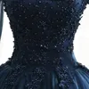 Imagem Real Petite Com Decote Em V de Cristal vestido de Baile Longo Mangas Até O Chão Tule Vestidos Quinceanera Formal Longo Tule Vestidos de Baile