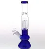 Beaker Hookahsの関節14.4mmのマッチ系2つの機能ガラスパイプアームツリーパーコレーターオイルリグ水管30cm