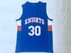 Herren Knights Stephen Curry 30 High School Basketball-Trikots NCAA Davidson Wildcat College genähte Hemden Blau Rot S-XXL