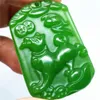 Naturalny zielony jade wisiorek naszyjnik pies chiński zodiak amulet szczęście wisiorek kolekcja letnie ozdoby naturalne kamień grawerowanie