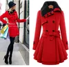 Big Size Women Slim Long Sleeve Coat Double Breasted Coat Thick Coat + Belt