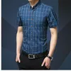Chemise homme manches courtes homme Slim Fit Chemise habillée à carreaux 2018 été Camisa Social Masculina Chemise Homme