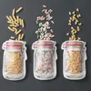 Groothandel Mason Jar-vormige Voedselcontainer Plastic Zak Clear Mason Fles Modellering Zippers Opslag Snacks Plastic doos