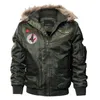 Veste de bombardier d'hiver Hommes Armée Veste tactique de la laine chaude Vêtements de dessus sur Parkas Hoodie Pilot manteau M-4XL