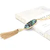 Fashion Gold Color Geometry Turquoise Shell Tassel Druzy Halsband för Kvinnor Märke Smycken