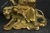 15 "Kina Fengshui Brass Bronze Lucky On Tiger Zhao Gong Ming Rikedom Gud Staty