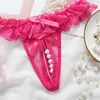 Pizzo aperto perizoma massaggio perla biancheria intima sexy femminile senso trasparente hot free off t pantaloni di grandi dimensioni