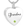 Cremation Urn Smycken Hjärta Grandma Birthstone Memorial Ash Keepsake Halsband