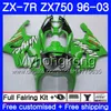 Kawasaki ZX 7R ZX750 ZX7R 96 97 98 99 203hm.11 ZX-750 ZX 7 R ZX 750 ZX-7Rファクトリーグリーントップ1996 1997 1999 2003フェアリング