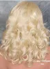 Linda completa em camadas onduladas Curly Pale Blonde peruca w. Bangs JSBD 613