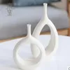 Cerâmica branco moderno criativo vaso de flores para casa decoração vasos para decoração de casamento estatuetas de porcelana TV gabinete decoração