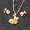 Animal Jewelry Set Chain Kids Cartoon Horse Dog Bee Necklace Earrings Sets For Girls Gifts wholesale