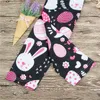 2018 roupas de bebê da páscoa bonito ovos de coelho impressão recém-nascidos do bebê meninas set rosa sem mangas tops dress + calças compridas leggings 2 pcs crianças roupas