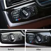 Car styling Sticker per BMW X3 X4 F25 F26 5 7 serie 5 GT F10 F07 F01 Pulsanti interruttore fari in fibra di carbonio Cornice decorativa Cover219t