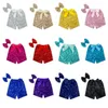 Nuovi pantaloncini con paillettes per bambini per le ragazze estive pantaloni corti con bowknot in raso per bambini pantaloncini boutique per bambini 12 colori scegli T2I036