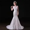 صورة حقيقية حورية البحر فساتين الزفاف لجمال الفتيات Long Lvory Court Train Termes Lace Custom Bridal Dons Hy4194